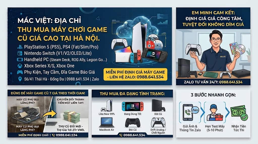 3 BƯỚC QUY TRÌNH THU MUA MÁY CHƠI GAME TẠI MÁC VIỆT